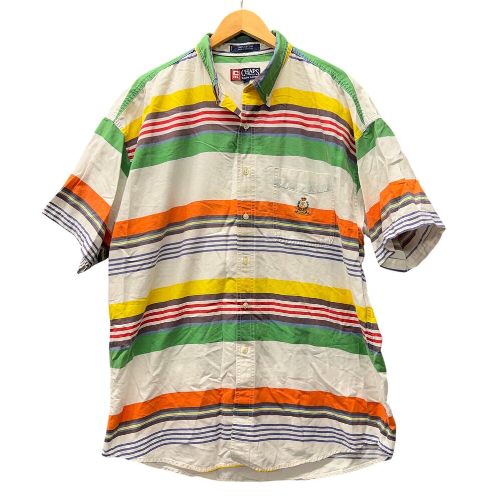 Vintage Chaps Ralph Lauren Shirt Mens XL Striped Button Down‎ Coastal Cotton